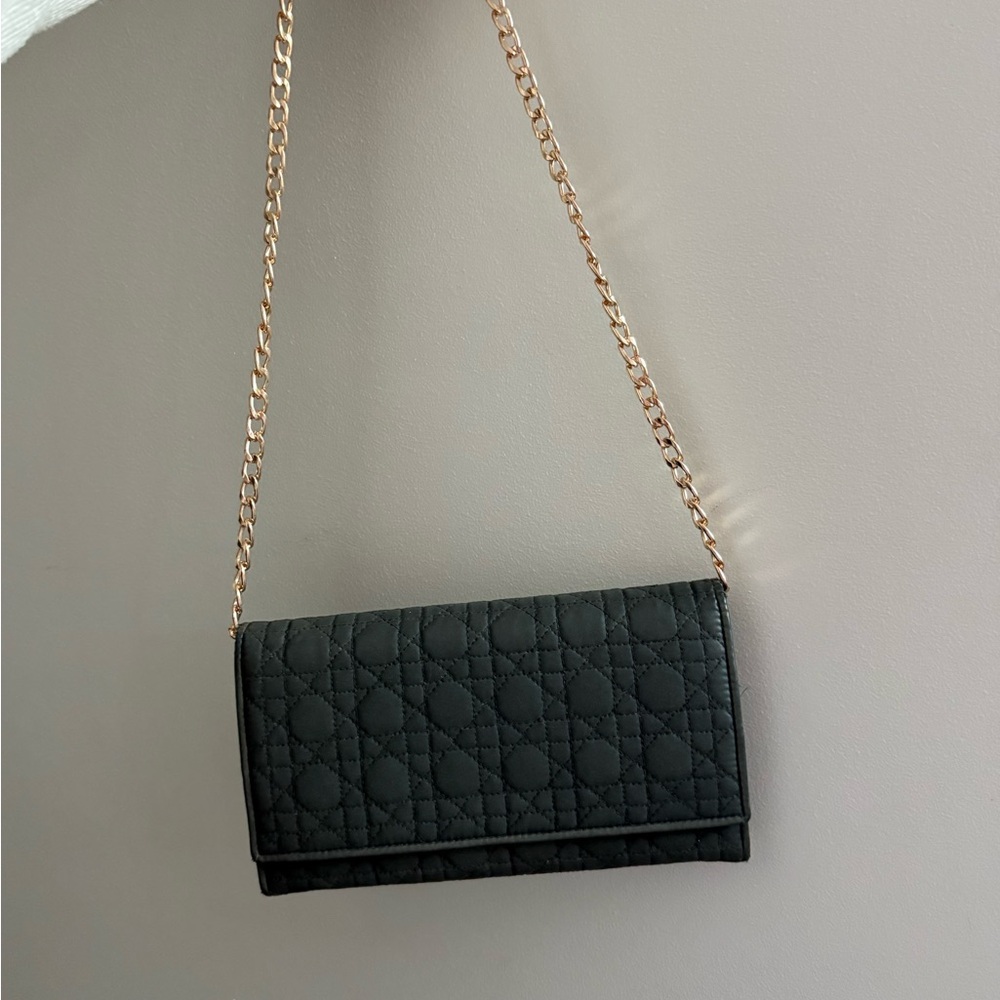 Dior Black Quilted Crossbody Bag with Gold Chain